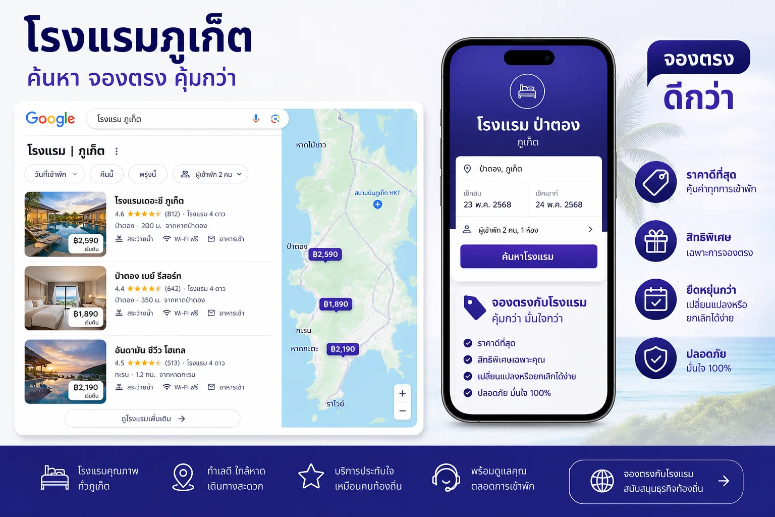 Google Maps — ช่องทางหลักที่ลูกค้าค้นหาโรงแรมในภูเก็ต